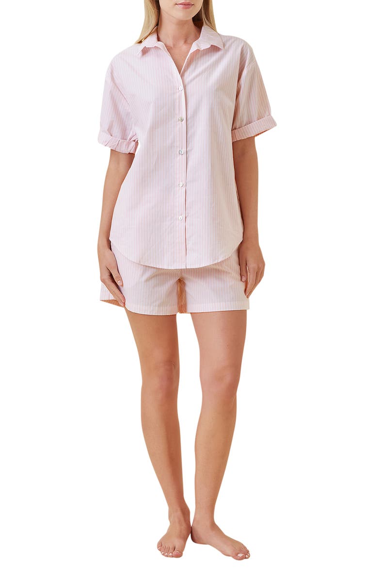 French Cotton Poplin Boxer Pajamas, Main, color, PINK