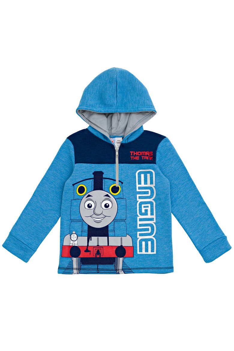 Quarter-Zip Fleece Hoodie, Main, color, Thomas Navy Blue