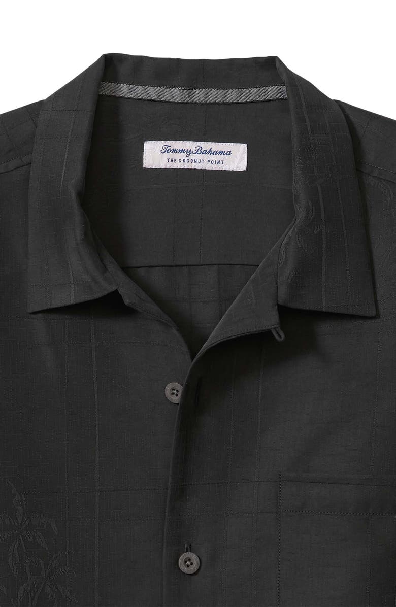 Tommy Bahama Coconut Point Palm Isle Short Sleeve Button-Up Shirt, Alternate, color, Black