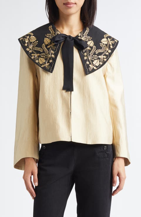 Gilt Embroidered Collar Satin Jacket
