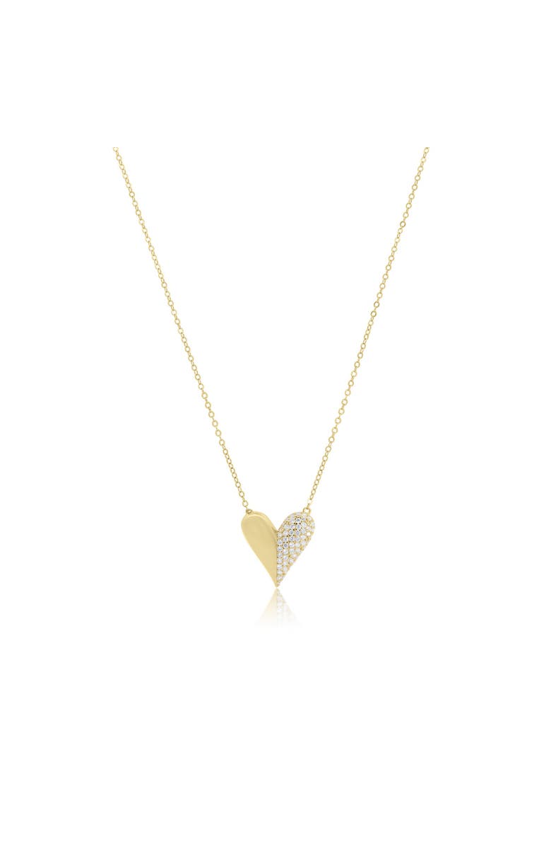 The Lovery Fine Jewelry Half & Half CZ Single Heart Necklace, Main, color, Gold-Plated Sterling Silver