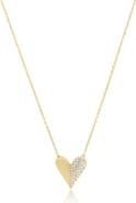 The Lovery Fine Jewelry Half & Half CZ Single Heart Necklace