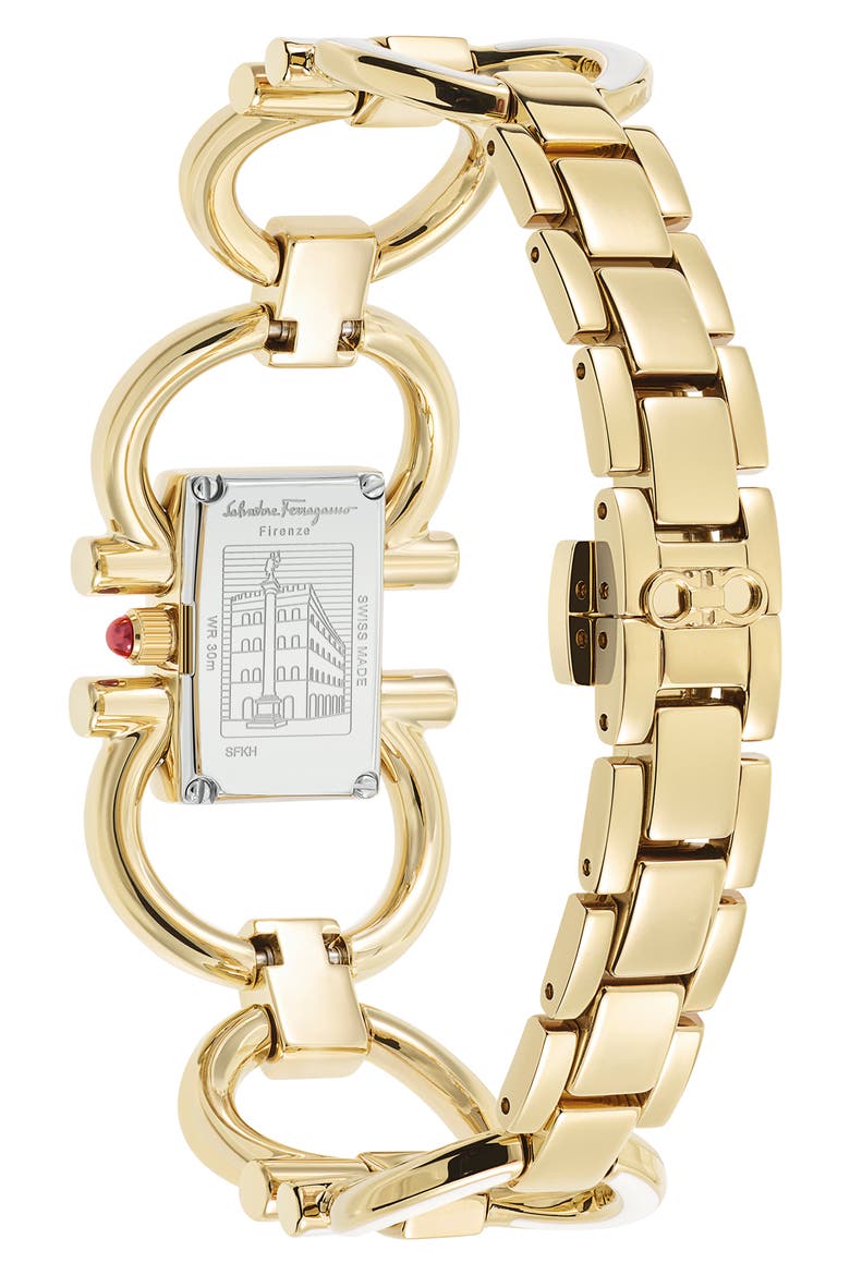 Double Gancio Mini Bracelet Watch, 13.5mm x 20.5mm, Alternate, color, YELLOW GOLD