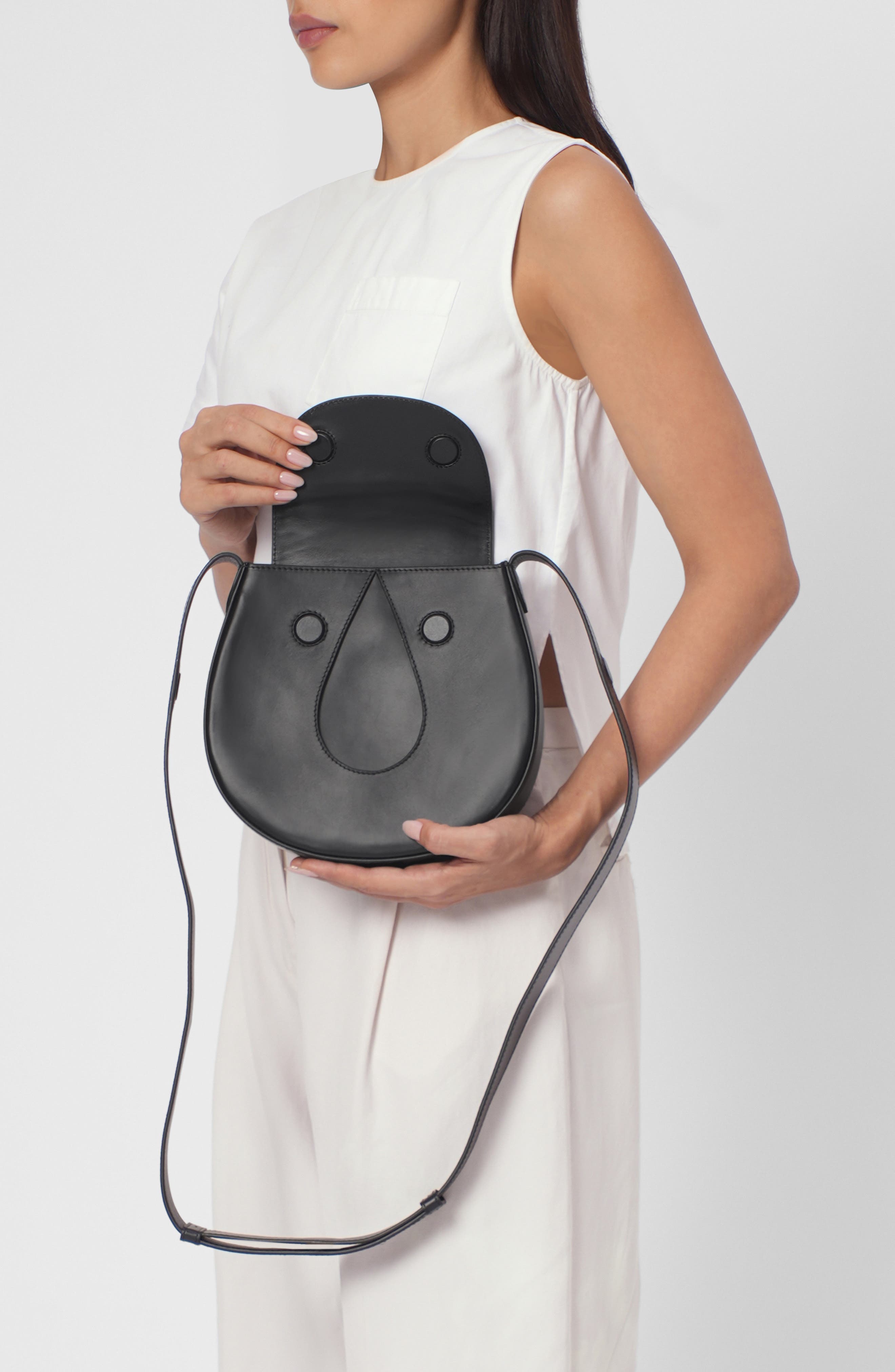 Nilde Leather Crossbody Bag, Alternate, color, BLACK