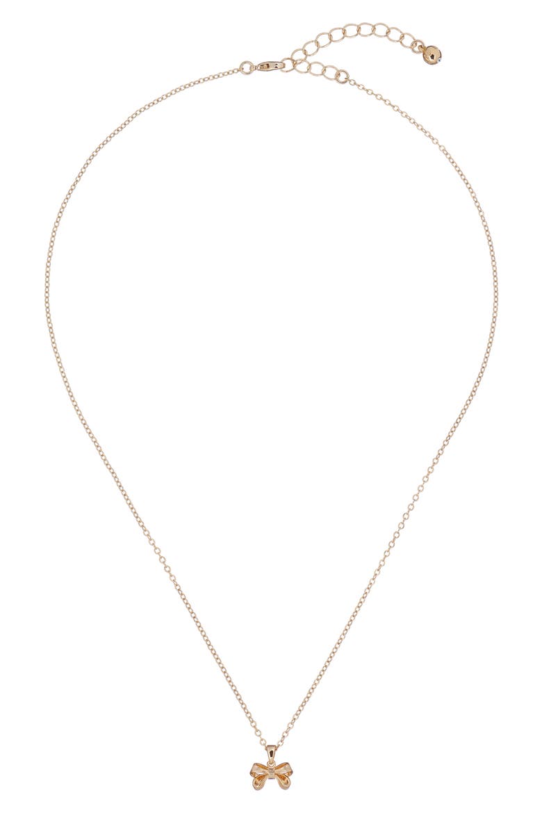 Petrae Petite Bow Pendant Necklace, Alternate, color, GOLD TONE