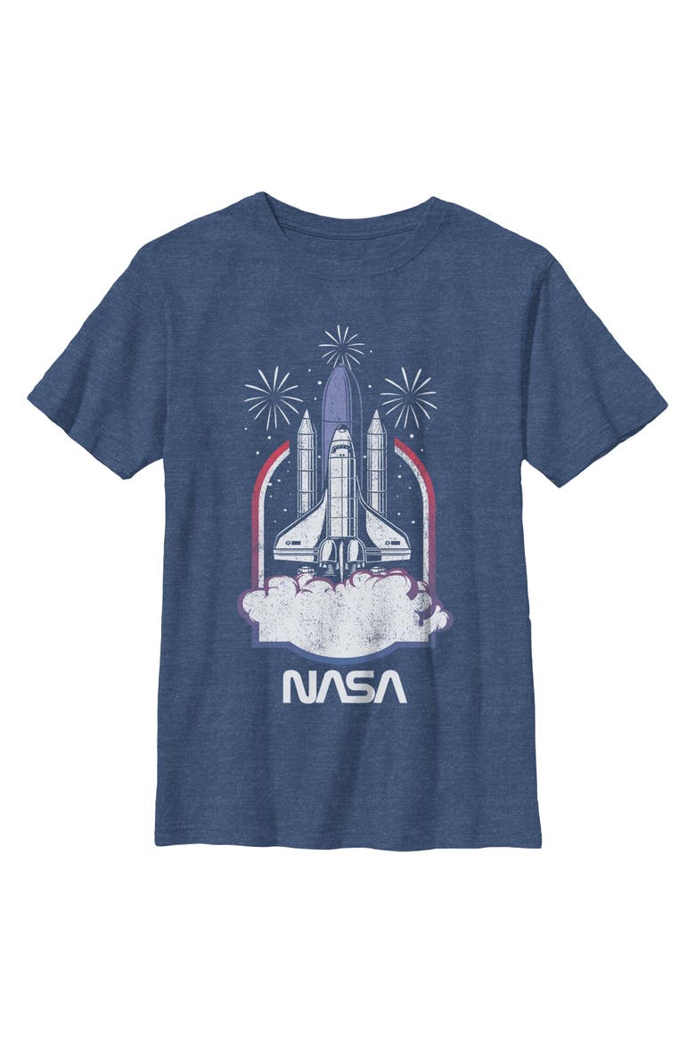 Boy's NASA Distressed Space Shuttle Launch  Graphic T-Shirt, Main, color, Navy Blue Heather