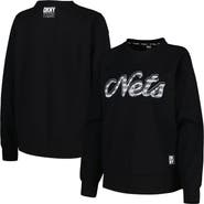 DKNY SPORT Women's DKNY Sport Black Brooklyn Nets Regina Raglan Pullover Sweatshirt