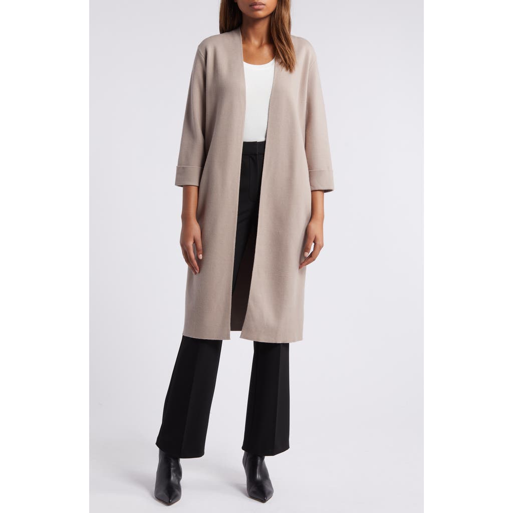 Halogen ® Open Front Longline Cardigan In Warm Ash Brown