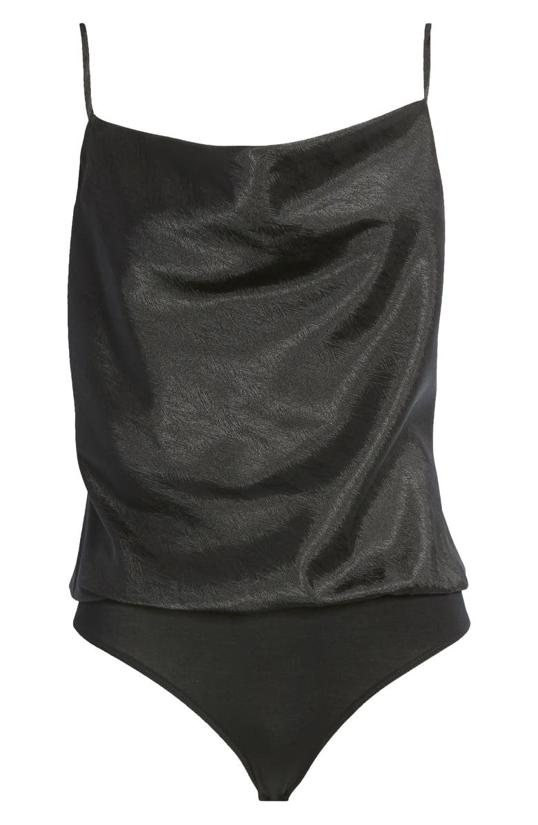 WAYF Giselle Cowl Neck Jacquard Satin Bodysuit, Alternate, color,