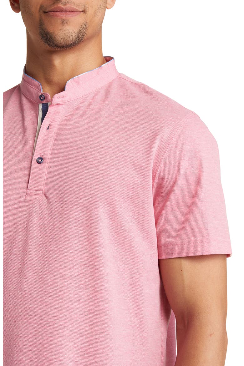 Trim Fit Band Collar Cotton Polo, Alternate, color, PINK