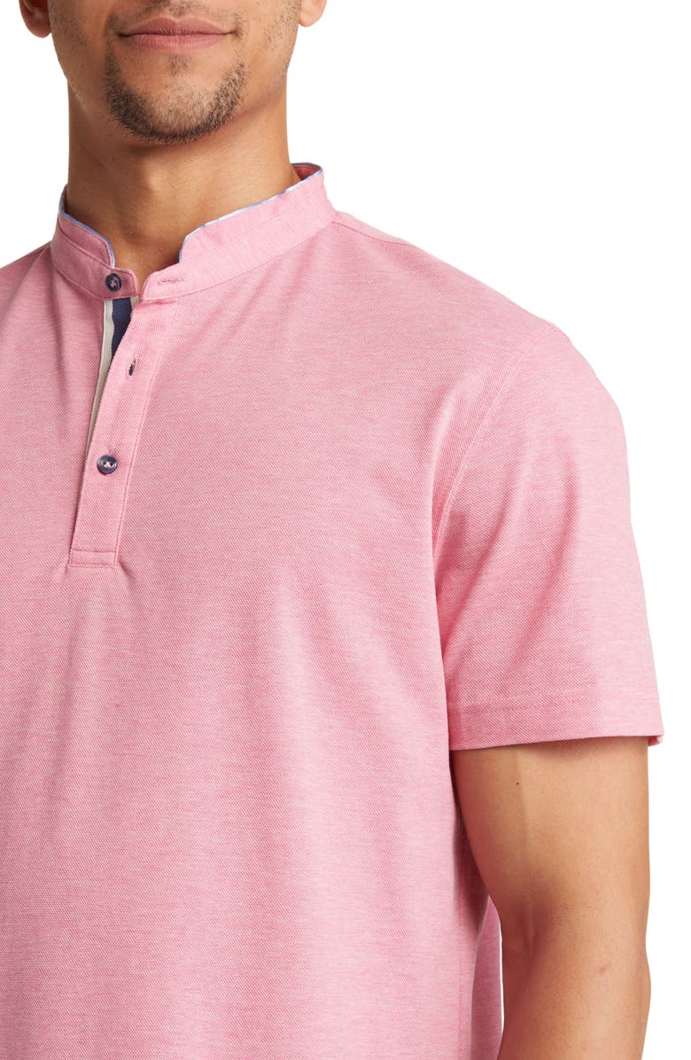 Lorenzo Uomo Trim Fit Band Collar Cotton Polo, Alternate, color, Pink