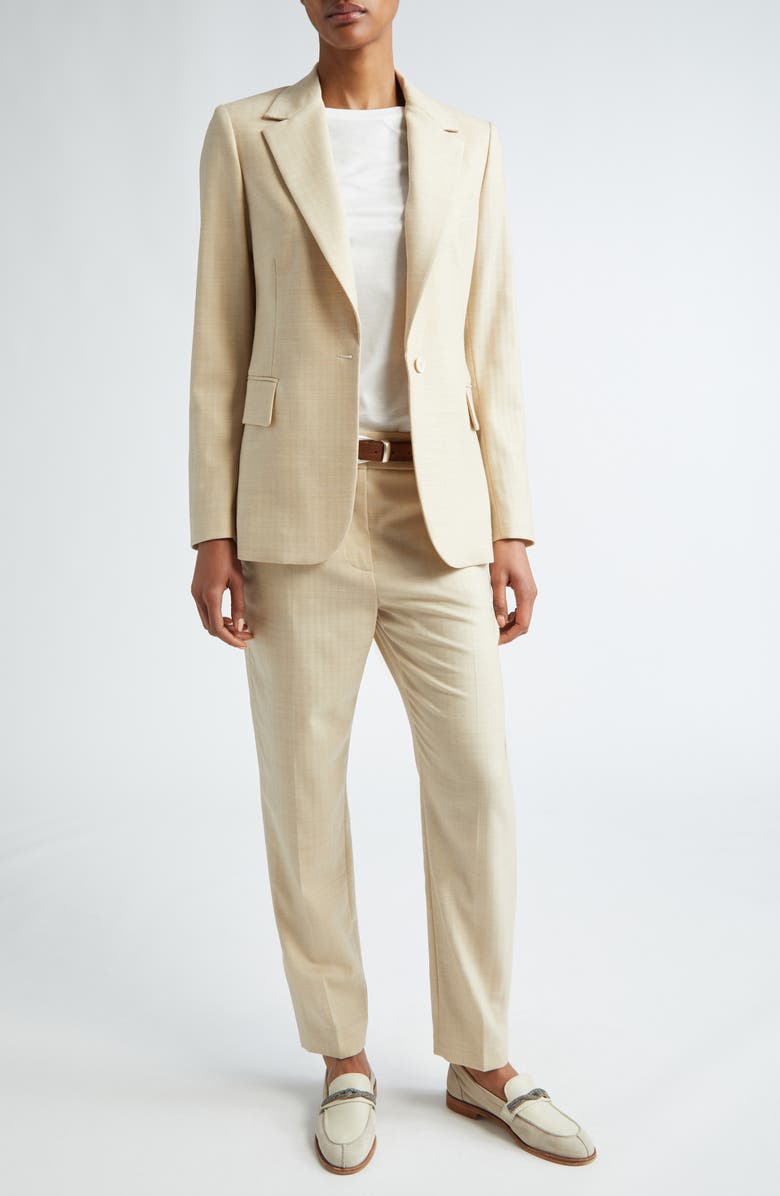 Eleventy Herringbone Stretch Wool Ankle Pants, Alternate, color, Tan