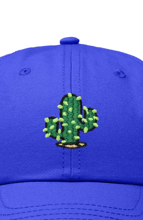 Dalix Cactus Embroidered Low Crown Cap In Royal Blue