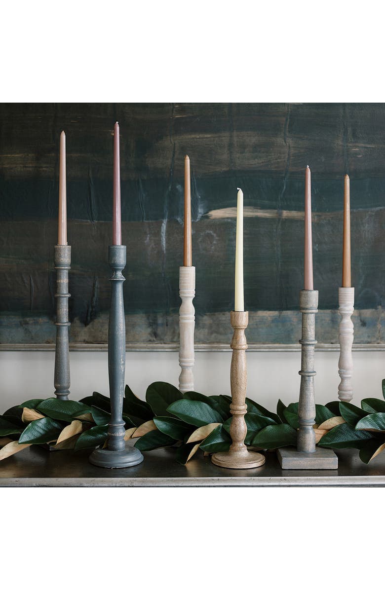 CG Hunter Tapered Candle Holder, Grey Wood, Alternate, color, Grey