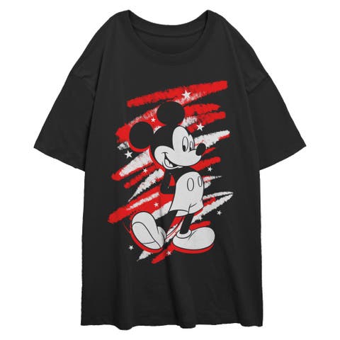 Junior's Classic Pose and Scribbles Short Sleeve Oversized T-Shirt