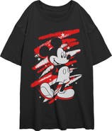 Mickey & Friends Junior's Classic Pose and Scribbles Short Sleeve Oversized T-Shirt