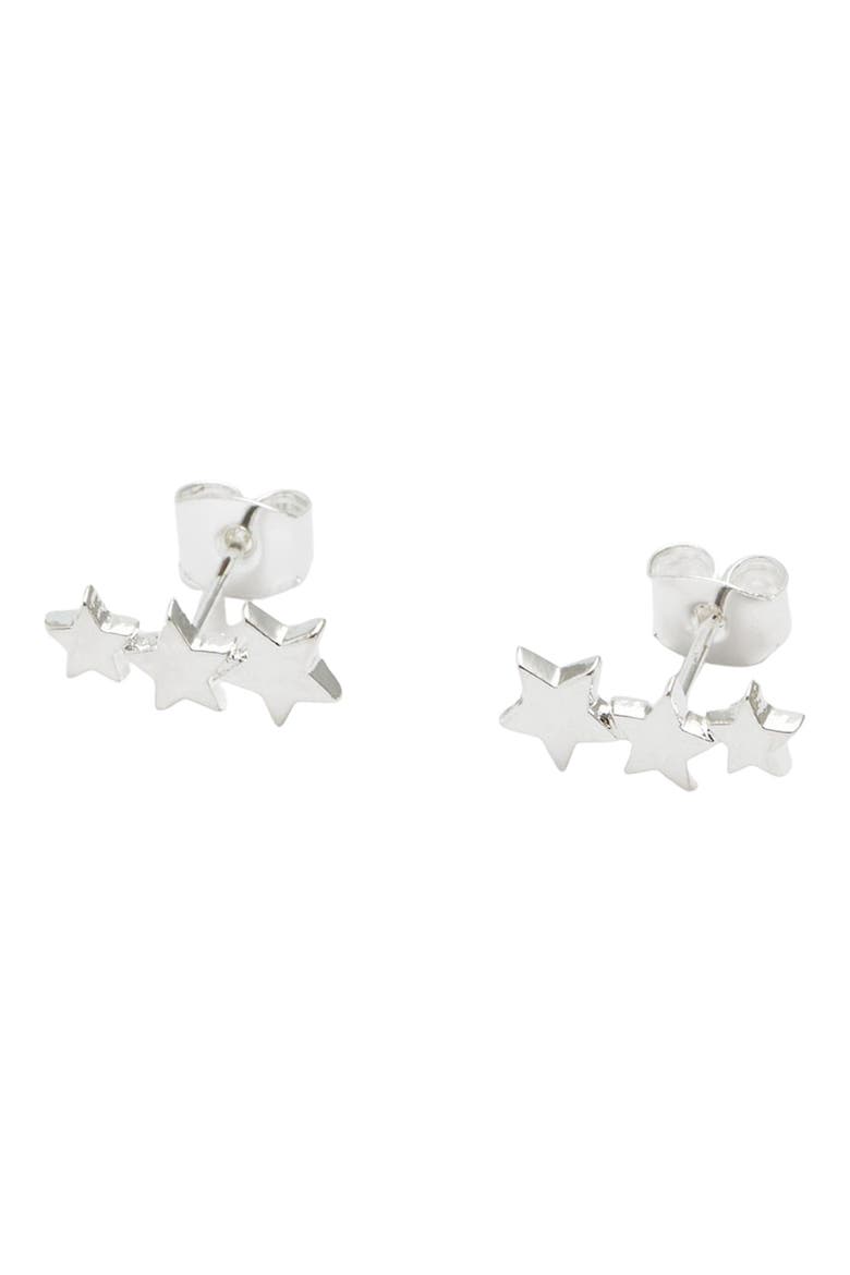 Trio Star Ear Crawler Earrings, Alternate, color, SILVER PLATED