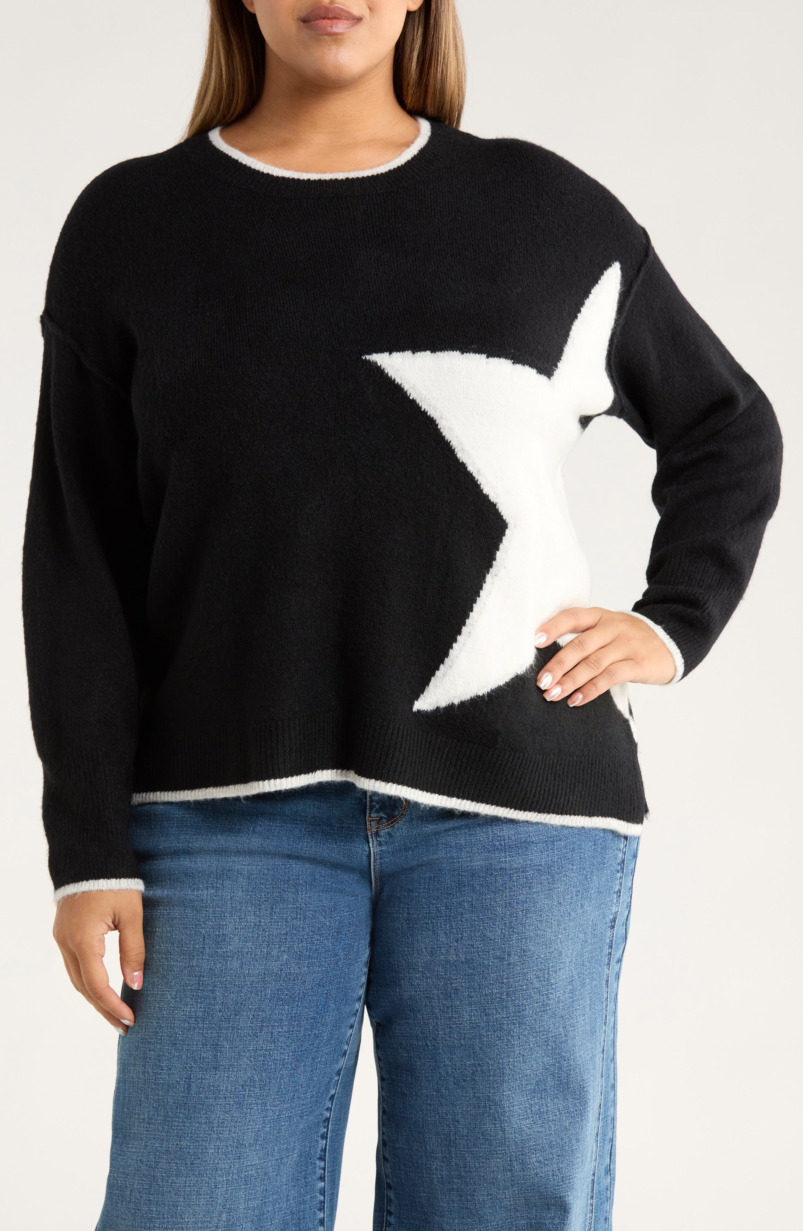 Vince Camuto Star Detail Crewneck Sweater