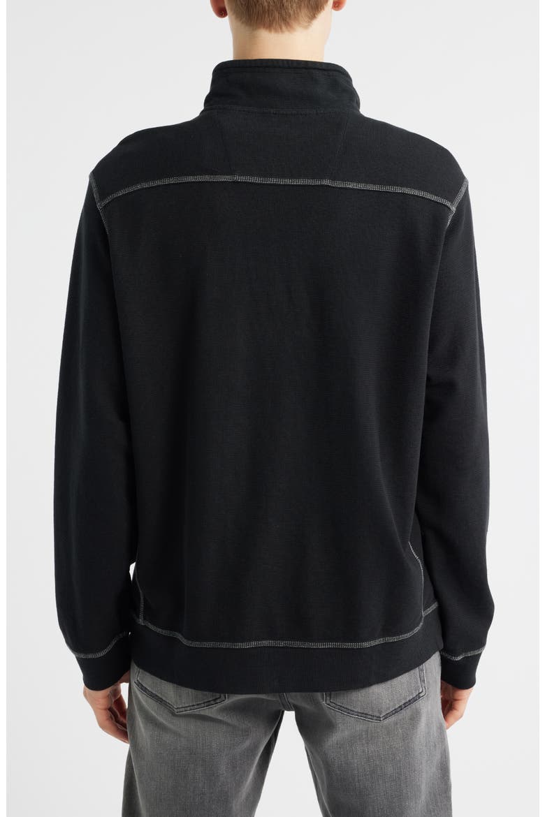 Montego Bay Textured Cotton & Lyocell Half Zip Pullover, Alternate, color, BLACK