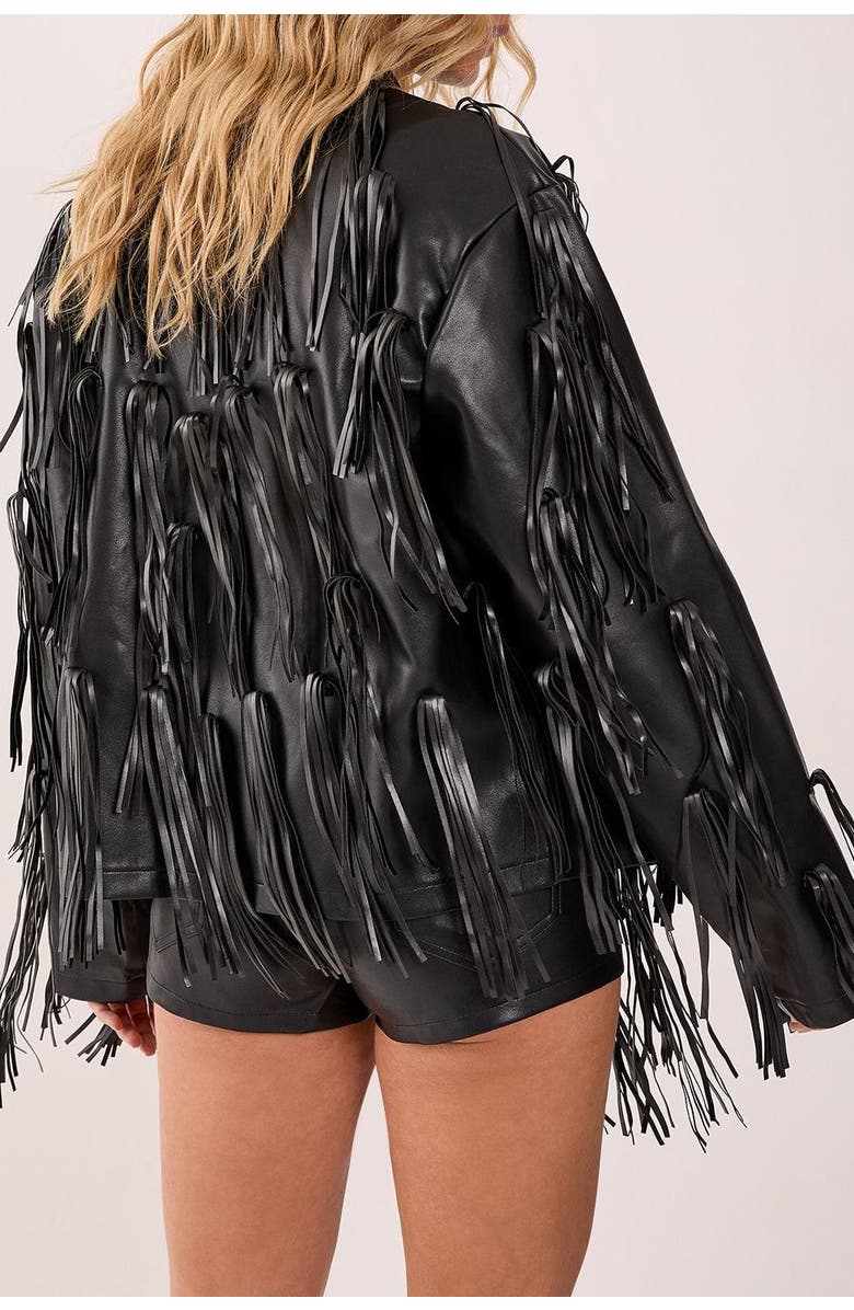 NASTY GAL Faux Leather Tassel Jacket, Alternate, color, Black