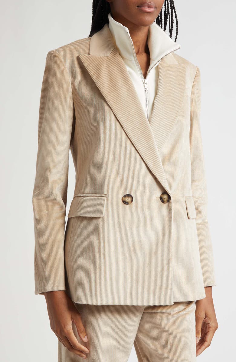 Veronica Beard Sevyn Corduroy Double Breasted Dickey Jacket, Alternate, color, Heathered Sand