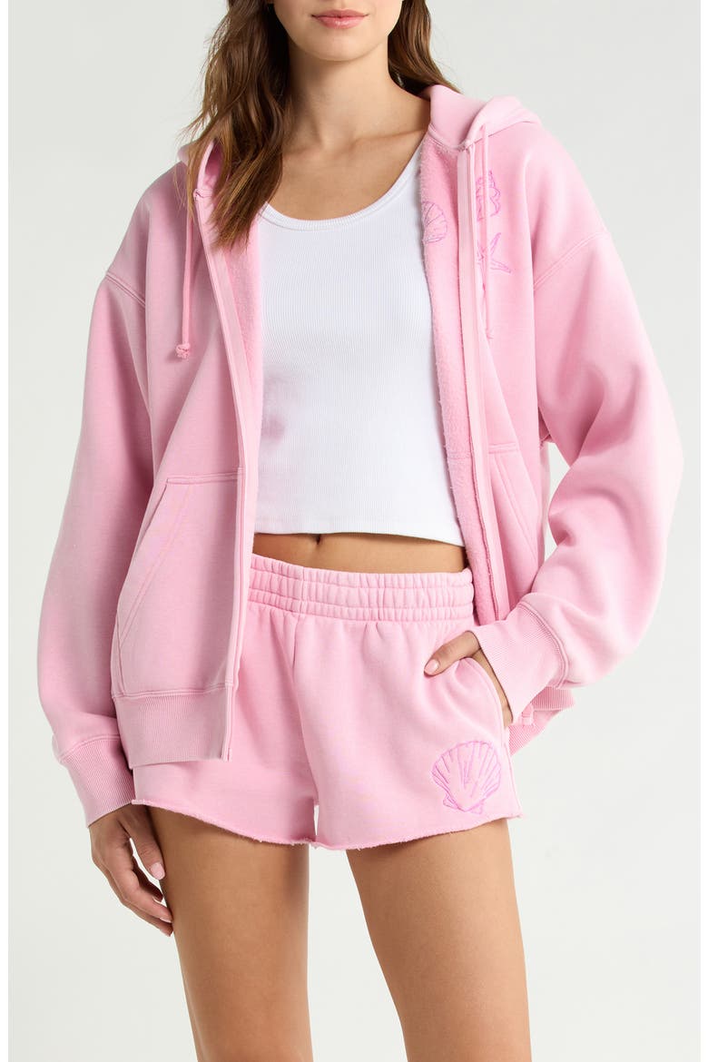 Seashell Front Zip Hoodie, Main, color, PINK