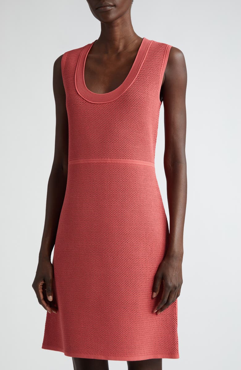 ST. JOHN Two-Tone Sleeveless Mesh Sweater Dress, Alternate, color, 