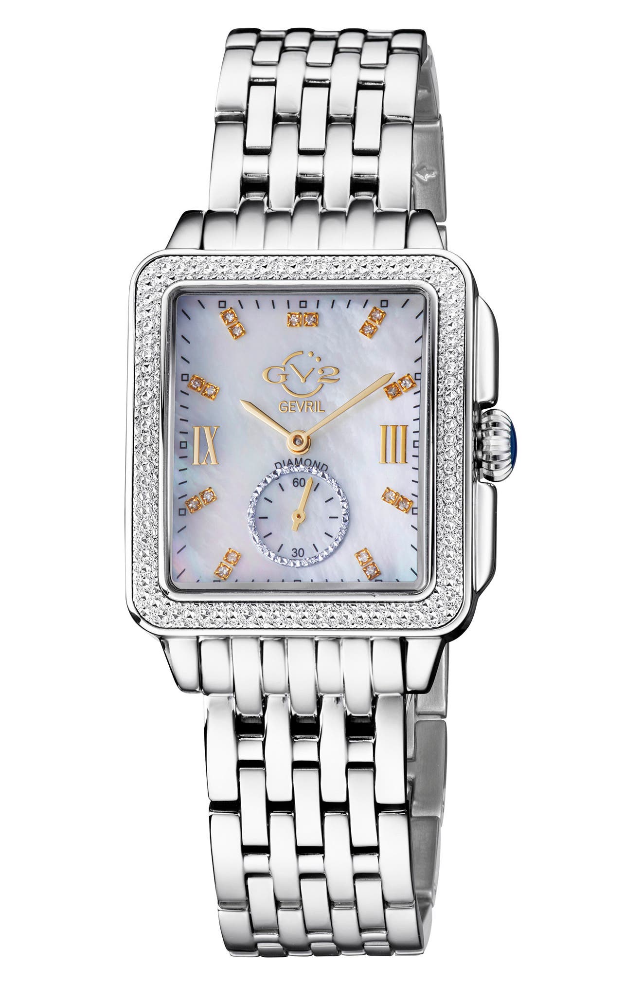 GV2 Women's Bari Mother of Pearl Diamond Bracelet Watch, 34mm x 30mm