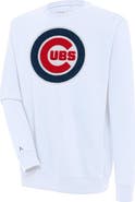 ANTIGUA Men's Antigua  White Chicago Cubs Victory Crewneck Chenille Pullover Sweatshirt