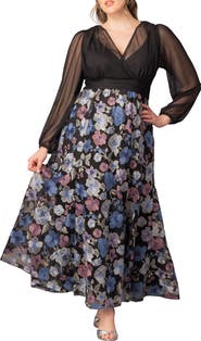 Kiyonna Isabella Embroidered Long Sleeve Gown