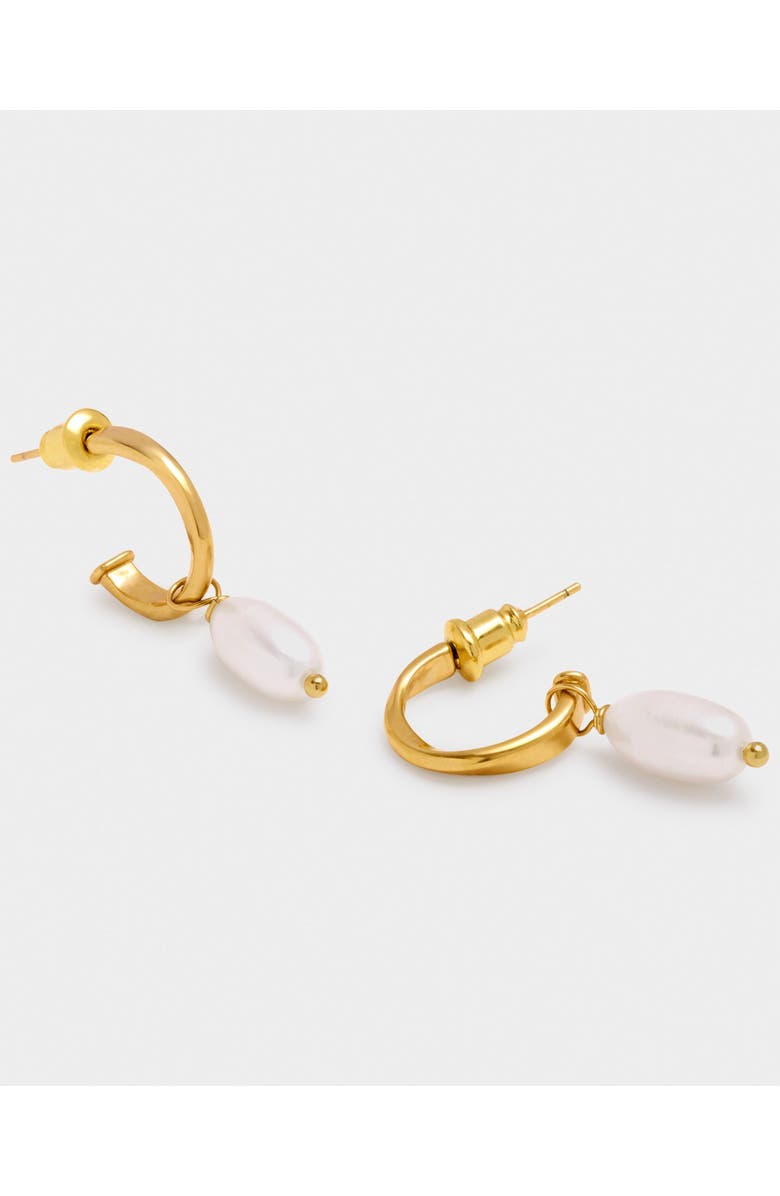 Katie Loxton Pearl Lustre Hoop Earrings in Pearl and Gold, Alternate, color, Pearl And Gold