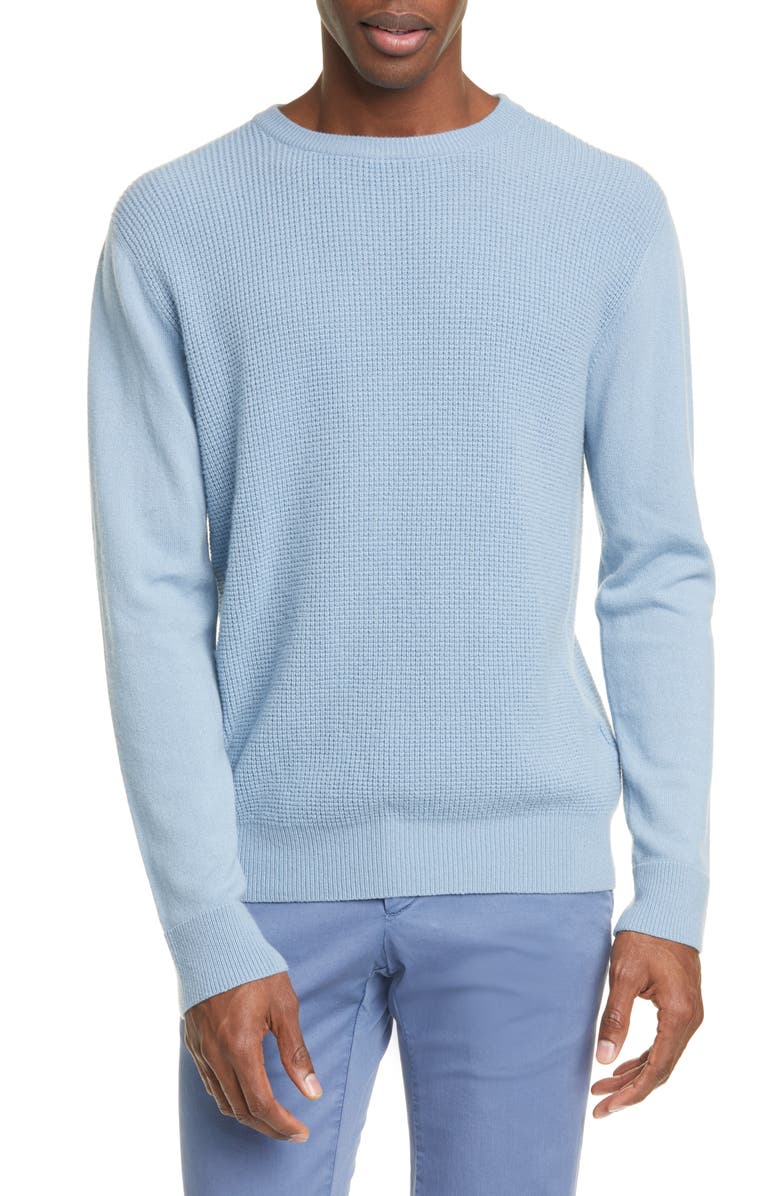 Eidos Trim Fit Waffle Knit Cashmere Crewneck Sweater, Main, color, 