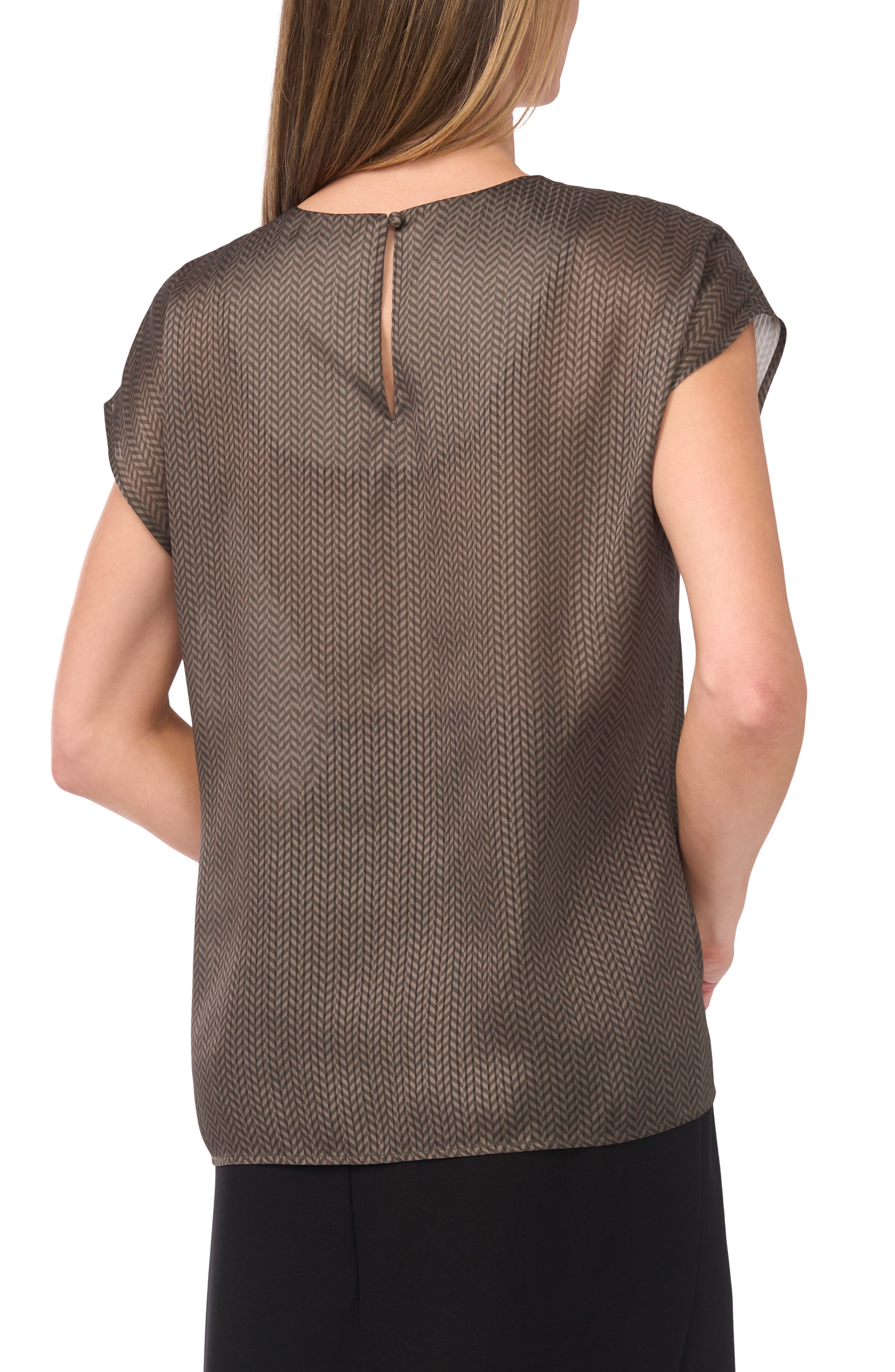Herringbone Print Cap Sleeve Shell - image 2