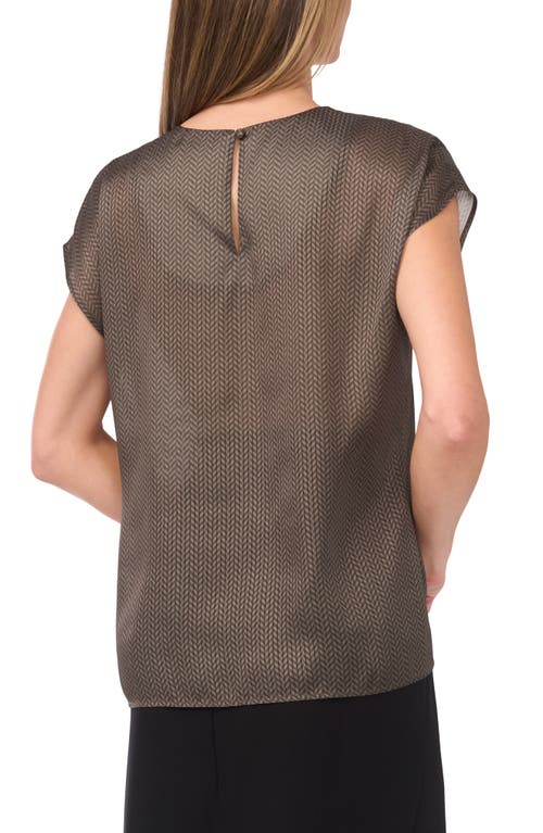 Halogenr Halogen(r) Herringbone Print Cap Sleeve Shell In Brown