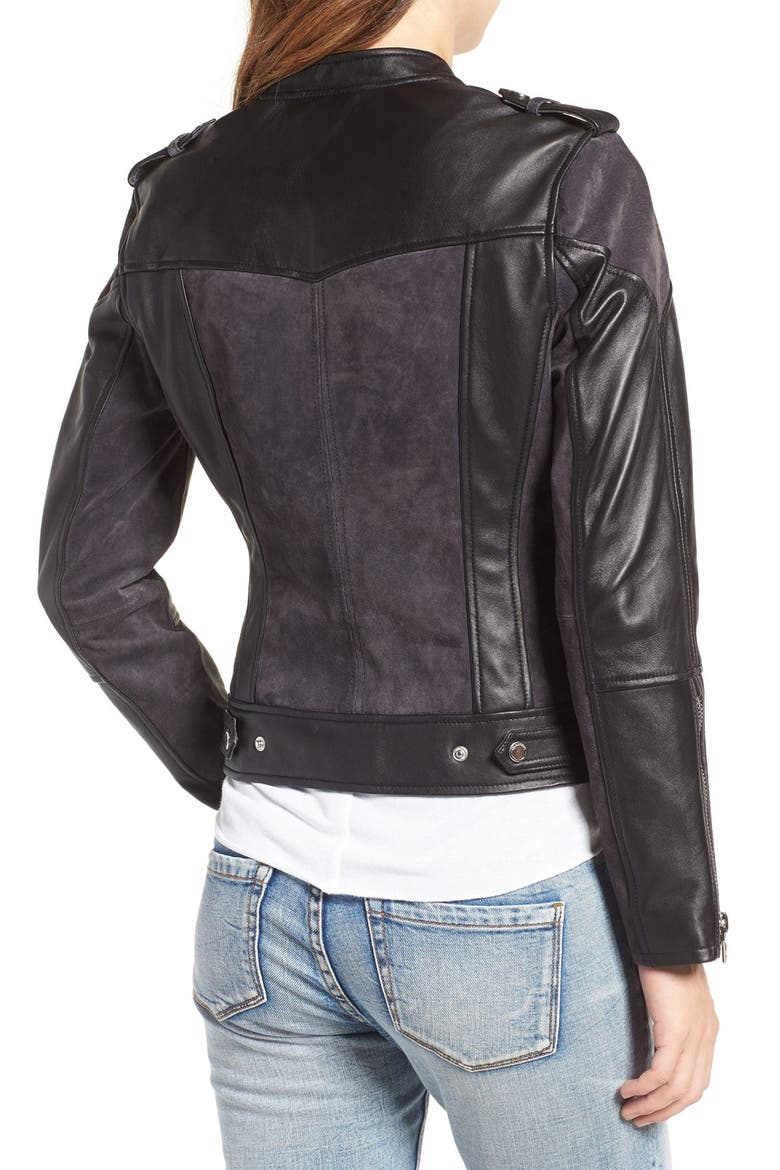 Genuine Leather & Suede Moto Jacket, Alternate, color, VICES