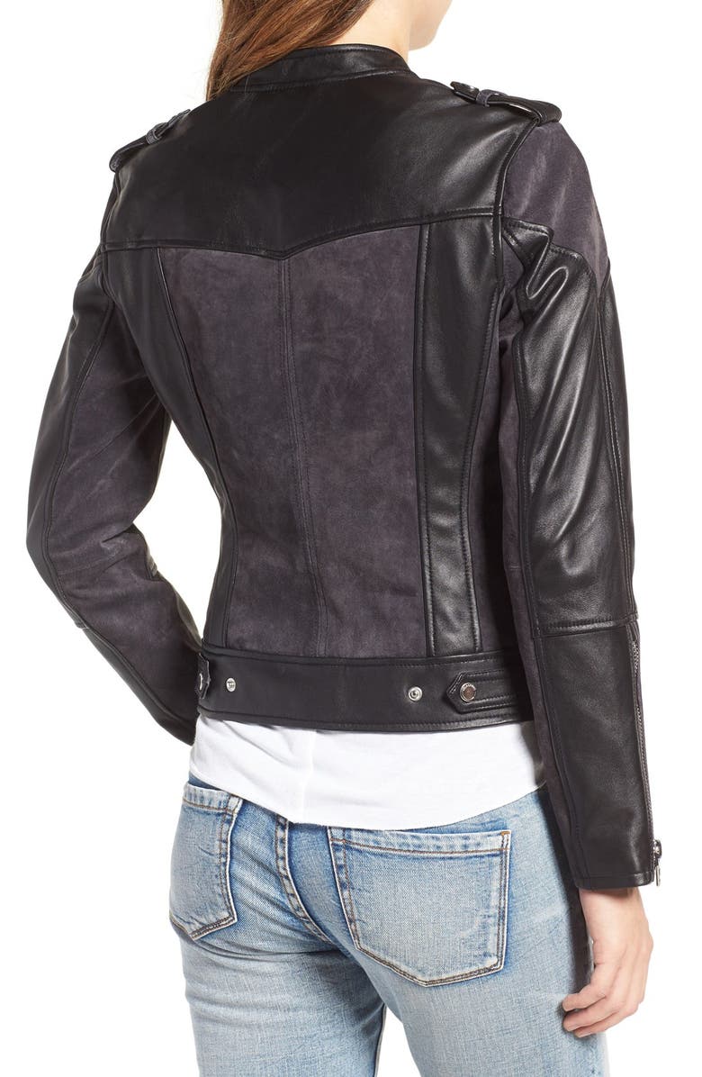 BLANKNYC Genuine Leather & Suede Moto Jacket, Alternate, color, 