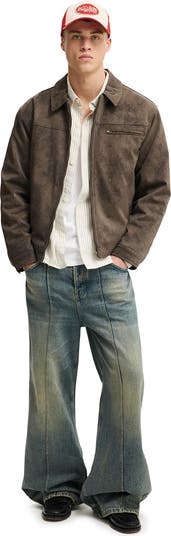 Men's Cropped Faux Suede Harrington