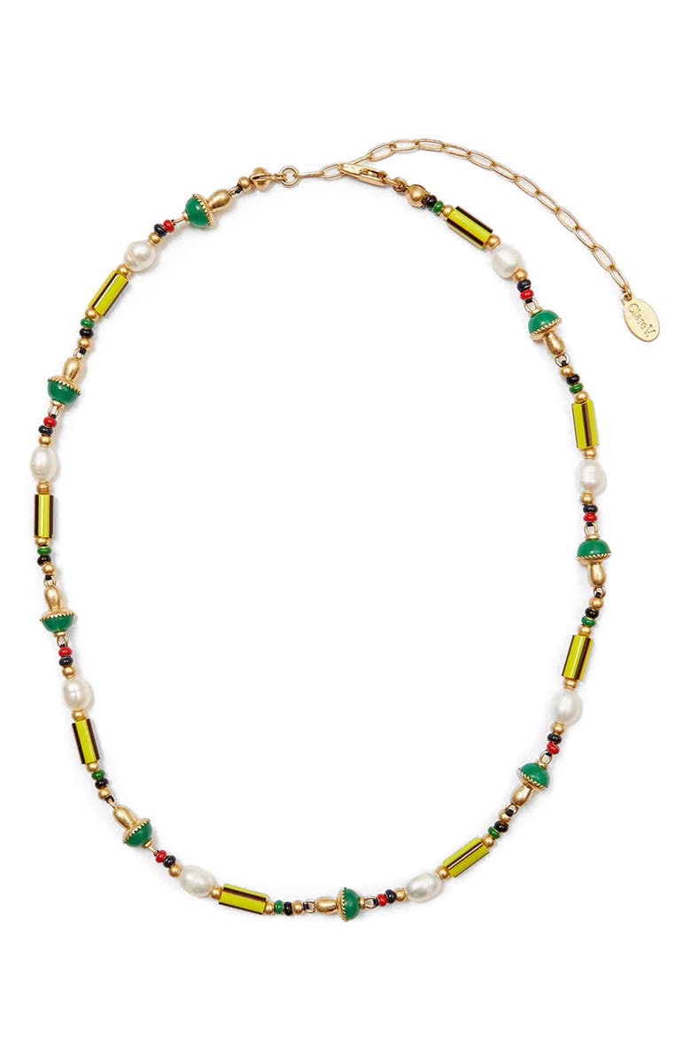 Clare V. Beaded Necklace, Main, color, Gold Multi