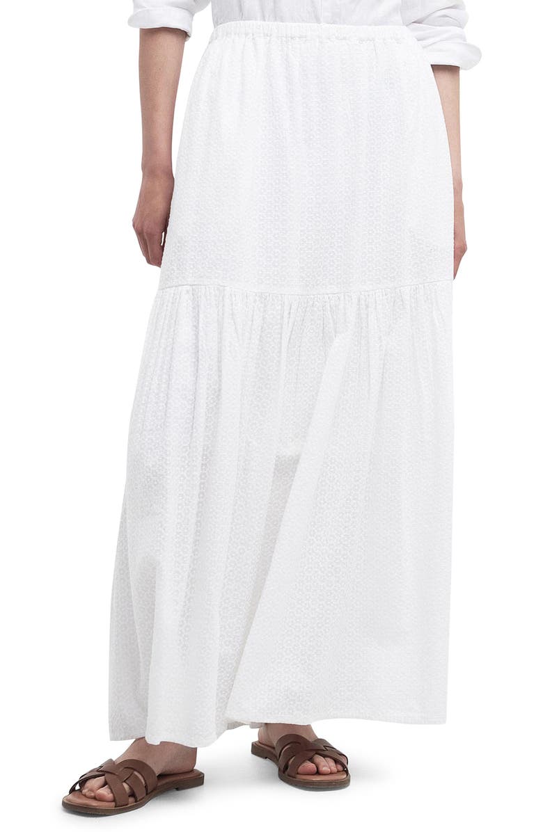 Barbour Kelley Ruffle Hem Maxi Skirt, Main, color, White
