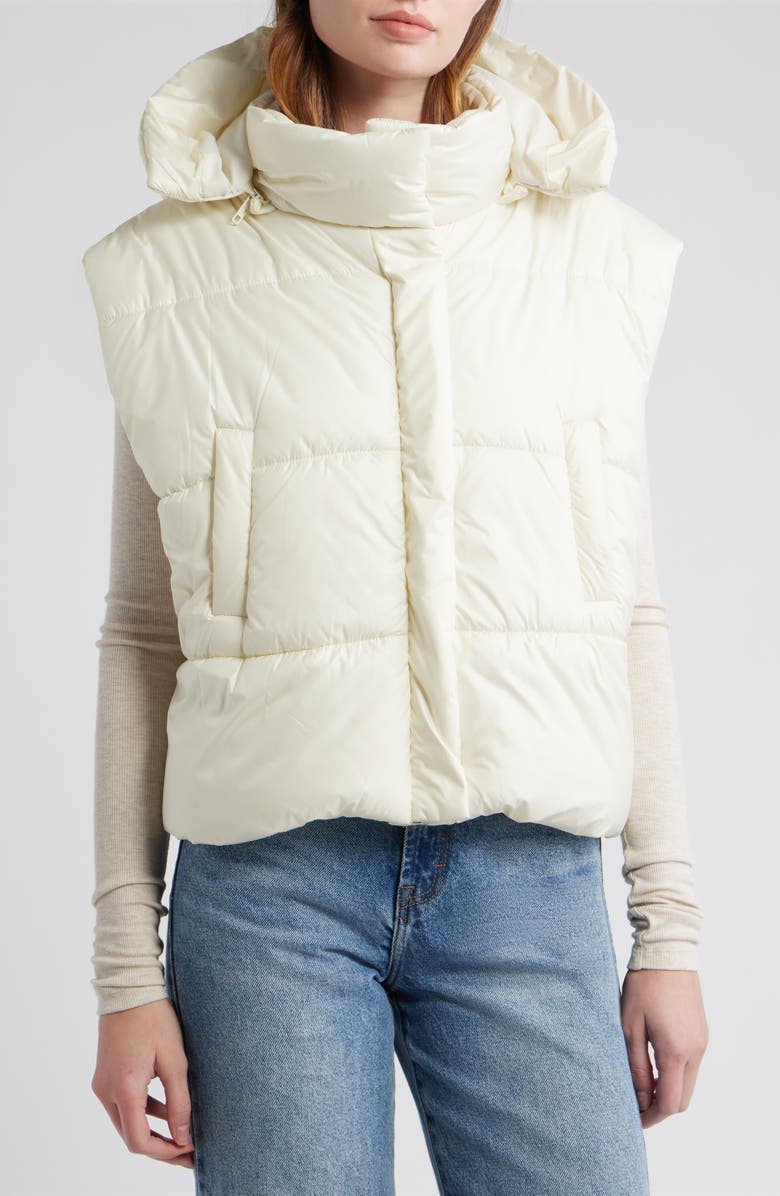 dRA Poppy Hooded Puffer Vest, Alternate, color, Off White