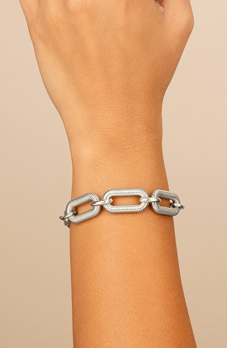 Sterling Forever Zadie Textured Chain Bracelet, Alternate, color, Silver