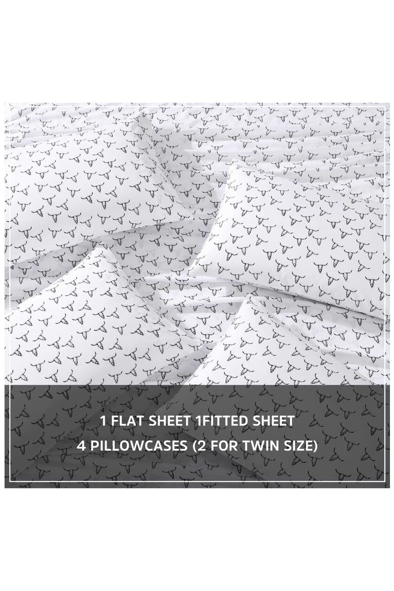 Steer Skulls Sheet Set, Alternate, color, BLACK