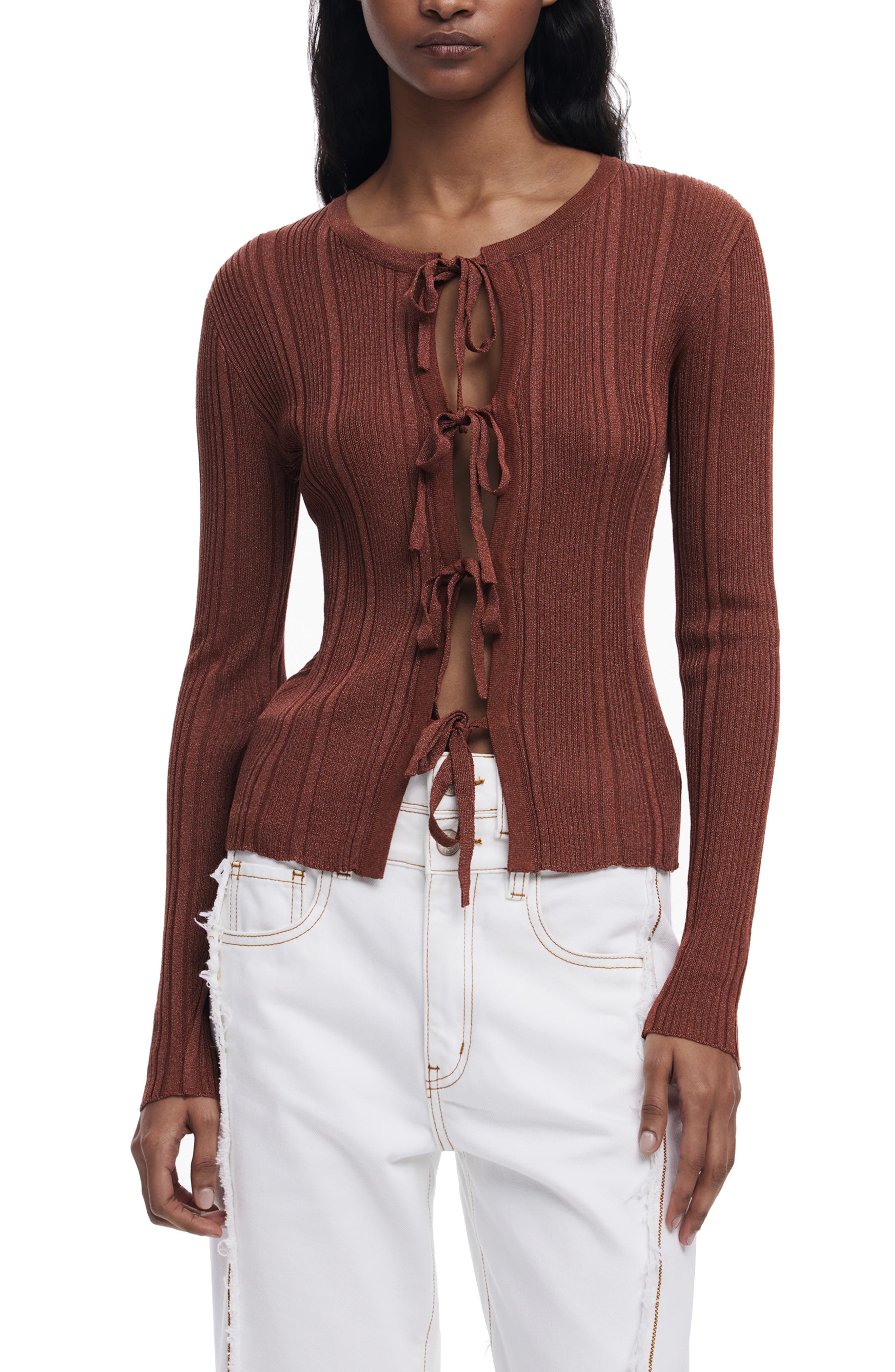 Desigual Rib Tie Front Top