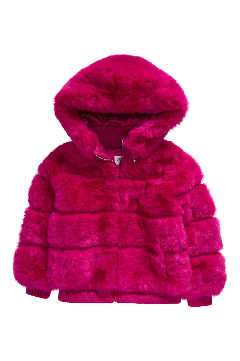 Kids' Raspberry Sorbet Faux Fur Hoodie, Main, color, RASPBERRY
