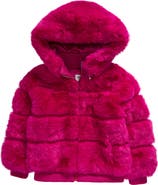 Lola + The Boys Kids' Raspberry Sorbet Faux Fur Hoodie