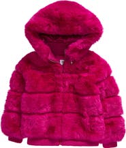 Lola + The Boys Kids' Raspberry Sorbet Faux Fur Hoodie