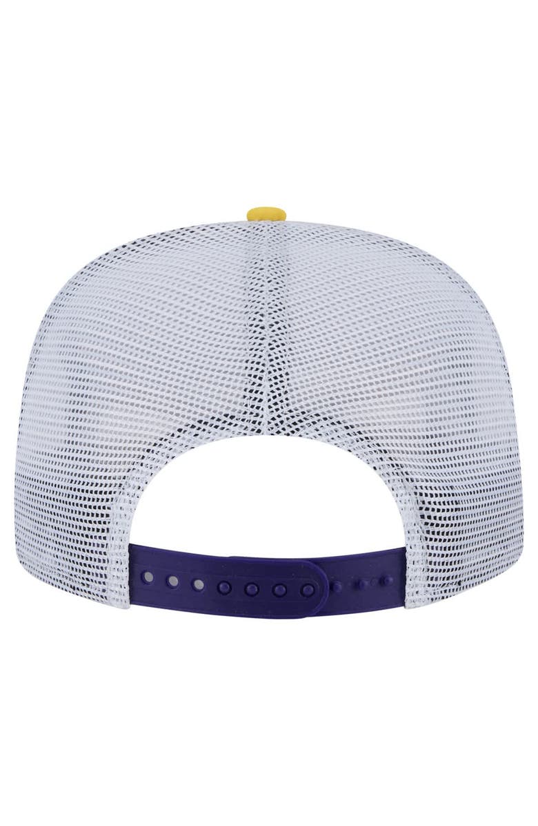 New Era Men's New Era Purple/Gold Los Angeles Lakers Throwback Dye Golfer Snapback Hat, Alternate, color, Purple