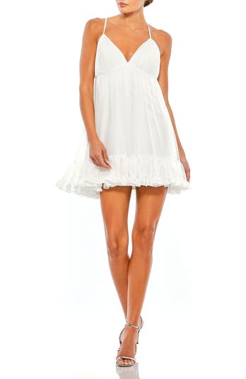 Ruffle V-Neck Criss-Cross Mini Dress