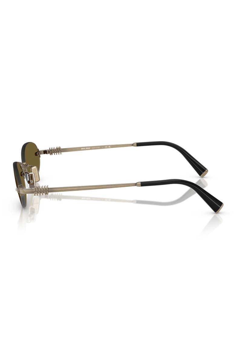 51mm Oval Rimless Sunglasses, Alternate, color, OLD GOLD / DARK BROWN