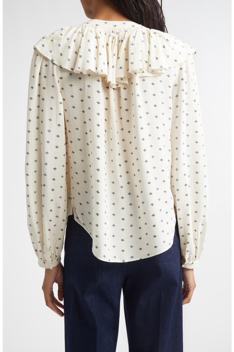 Gomez Ruffle Print Shirt, Alternate, color, ECRU MULTI